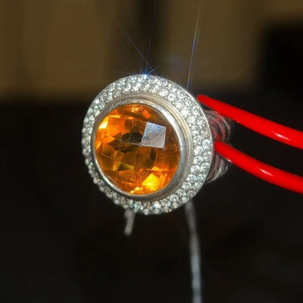 Stunning Citrine / Cz Cable Ring‎